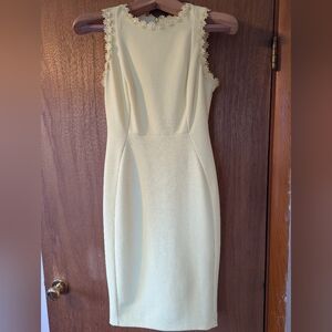 Calvin Klein Yellow Flower Trim Shift Dress Size 2